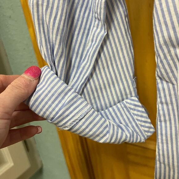 Blue/white striped size L half button tunic - Picture 7 of 7